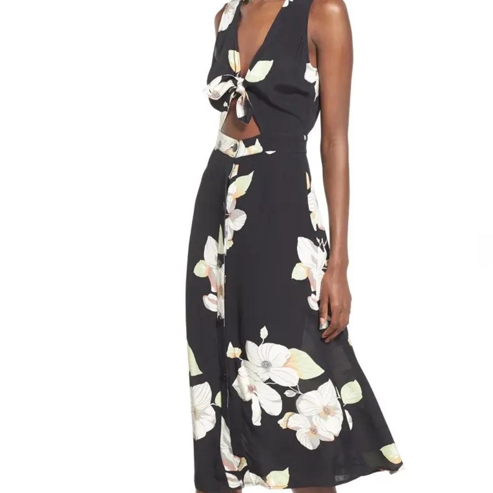 Leith Black Floral MIDI Dress - Picture 5 of 9